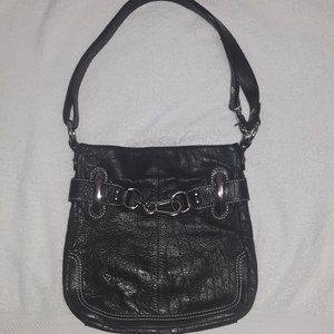 B. MAKOWSKY Black Genuine Pebble Leather Silver Hardware